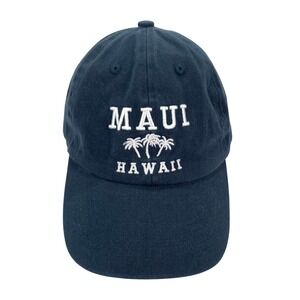Maui Hawaii Embroidered Palm Tree Dad Hat Navy Cotton Adjustable